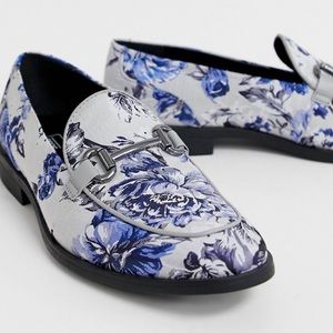 Mens Multi Floral Print Snaffle Loafers